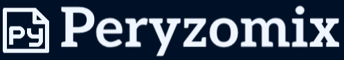 Peryzomix logo with a stylized 'Py' on a dark background