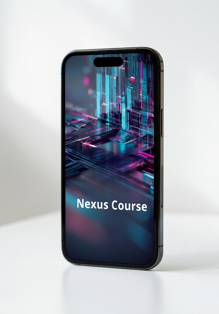 Smartphone displaying 'Nexus Course' on a white background