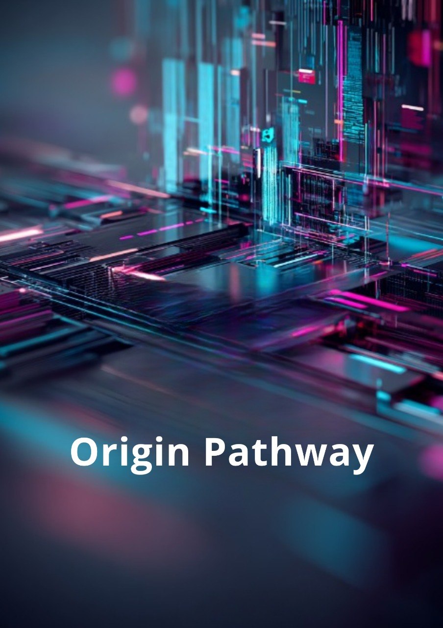 Futuristic technology design with 'Origin Pathway' text