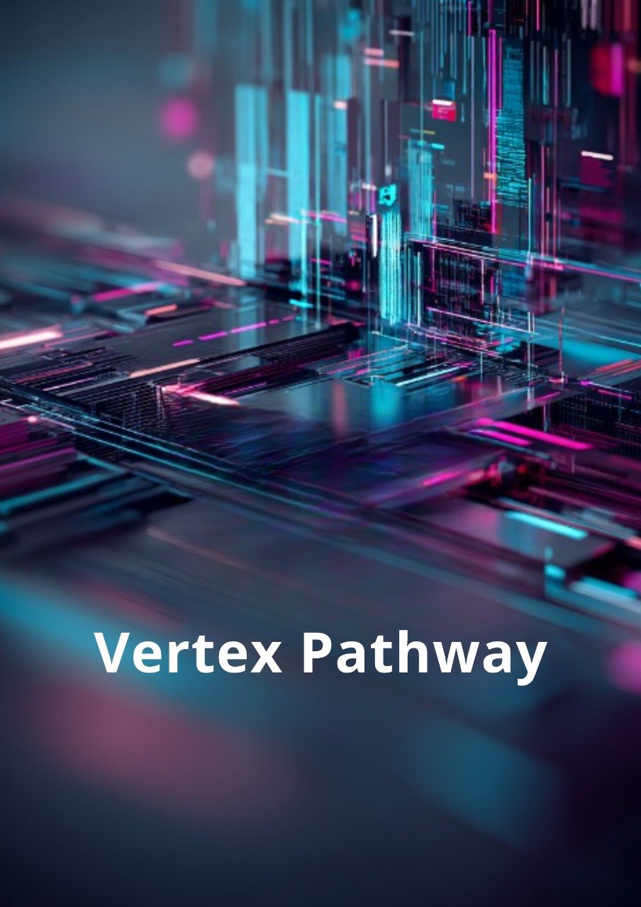 Technological design with 'Vertex Pathway' text on a dark background