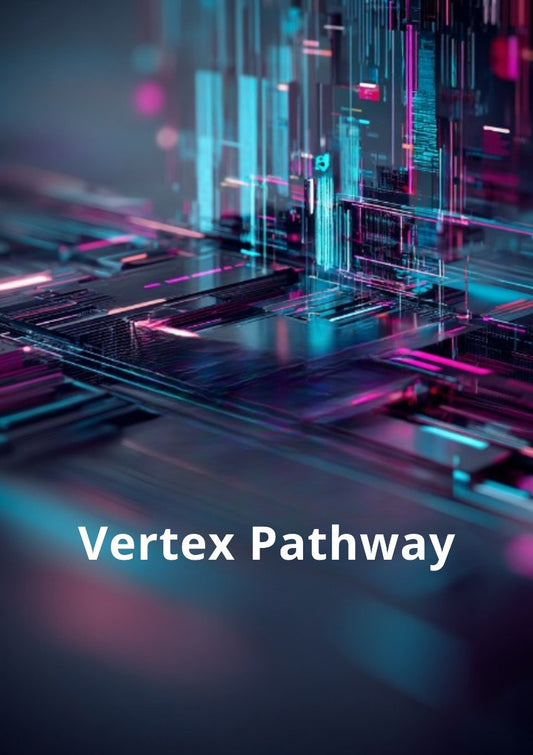 Technological design with 'Vertex Pathway' text on a dark background
