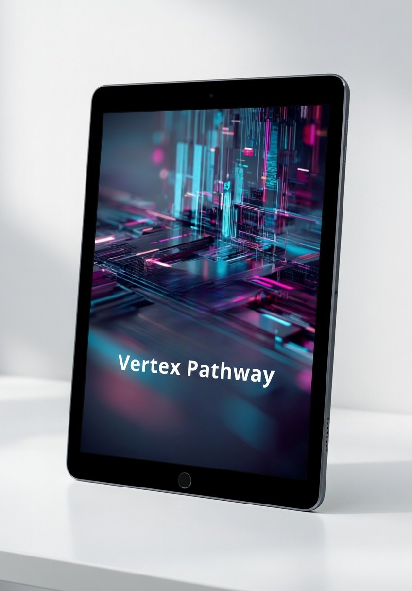Tablet displaying 'Vertex Pathway' on a white background