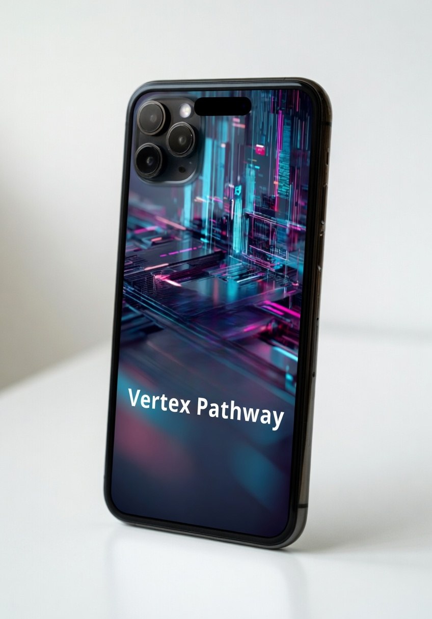 Smartphone with 'Vertex Pathway' displayed on a white background